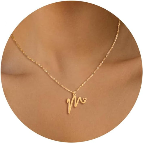 Initial Necklace for Women,14K Gold Dainty A-Z Letter Pendant with Heart Choker Necklace Jewelery Gifts,Personalized Cute Tiny Initial Pendant Nec...