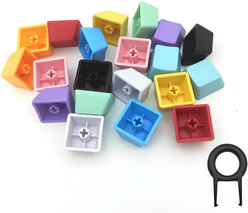 OEM Profile Blank Keycaps PBT Rainbow Mixed Colors 1U R4 Keycap for MX switches Mechanical Keyboard (Mixed colors, 20pcs)...