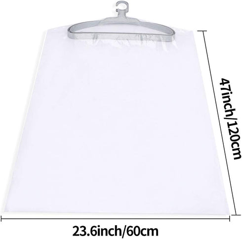 20 Packs Clear Plastic Clothes Covers 47inch Garment Bags for Hanging Clothes Dry Cleaning Hanging Dust Proof Garment Bags Clear Clothes Covers fo...