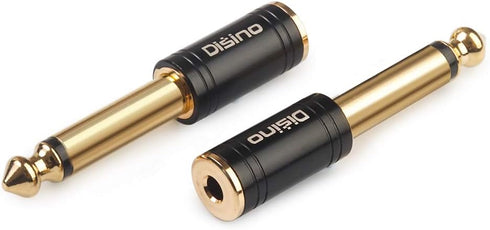 Disino 1/4" Mono to 1/8" Stereo Adapter, New Upgrade Gold-Plated 6.35mm TS Male Jack to 3.5mm TRS Female Stereo Adapter for Headphone, Amp Adapte,...