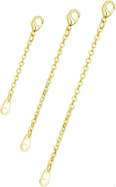 Gold Necklace Extenders Delicate 1",2",3" Inches Necklace Extension Chain Set for Necklaces Chokers Bracelets Anklets,2mm Width Chain Extender wit...