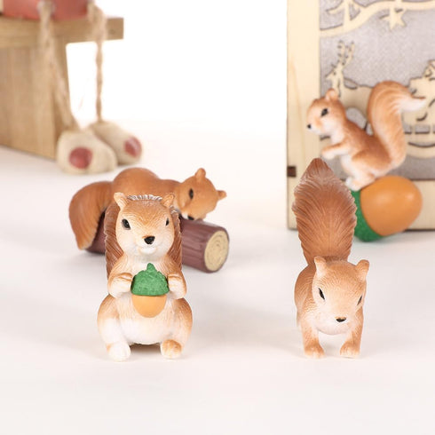 4 Pcs/Set Squirrel Miniature Figurines,Mini Animals Play Set Fairy Garden Ornaments,Garden Terrarium Home Decor Accessories(grey)...