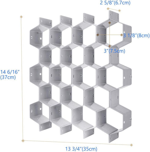 Poeland Drawer Divider Organizer Adjustable DIY Grid Honeycomb Drawer Divider for Underwear Belt Scarf Socks Gray...