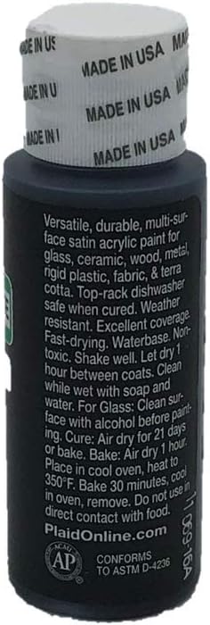 Apple Barrel Satin Acrylic Multi-Surface Paint Set - Black and White (2 Ounces Each)...