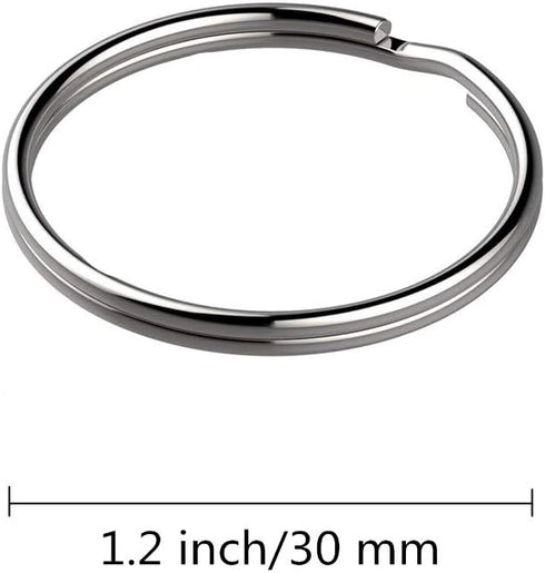 KINGFOREST 100-Pack Split Key Rings (1.2 Inch/30mm) - Silver Nickel Metal Keychain Rings for Keys, DIY Crafts, Bags & Accessories - Durable Bulk K...