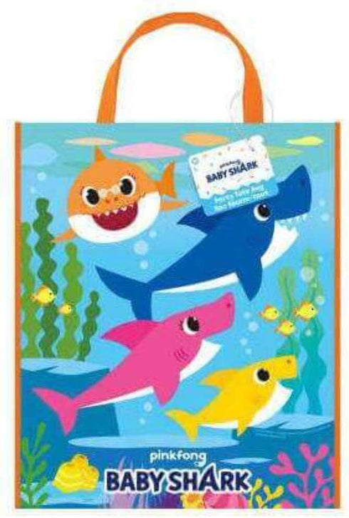 Unique Vibrant Baby Shark Plastic Tote Bag (13" x 11") - 1 Count - Colorful Party Favor, Perfect for Parties & Celebrations...