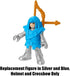 Imaginext Replacement Parts for Fisher-Price Honorable Archer and Steed Playset - HCG68 ~ Figure in Silver and Blue, Helmet and Crossbow...