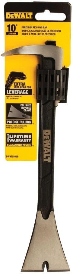 DeWalt DWHT55529 10" 3 Nail Slots Molding Claw Bar with Flat Prying End...