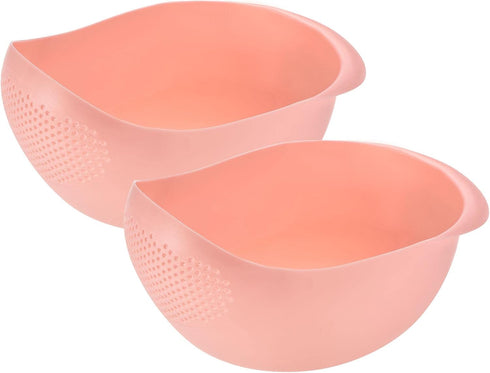 uxcell 2pcs Rice Washing Filter Strainer Basket Rice Sieve Fruit Vegetable Bowl Drainer Basket Cleaning Tools Home Kitchen Kit-Pink...
