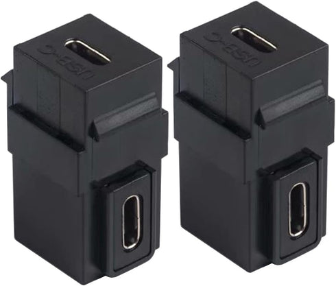 Qaoquda USB C Keystone Jack Inserts, (2 Pack) 90 Degree USB 3.1 Type-C Female to Female Keystone Insert Snap-in Connector Adapters for Wall Plate ...