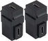 Qaoquda USB C Keystone Jack Inserts, (2 Pack) 90 Degree USB 3.1 Type-C Female to Female Keystone Insert Snap-in Connector Adapters for Wall Plate ...