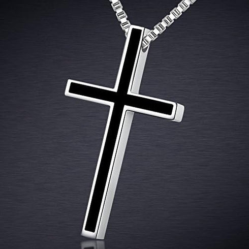 Honeystore Unisex Titanium Steel Rolo Chain Crucifix Cross Pendant Easter Prayer Necklace...