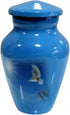 Esplanade Metal Mini Cremation Urn Keepsake Memorial Jar Pot Container |Small Urn for Funeral Ashes Burial | White Pigeon Printed Keepsake | Blue ...