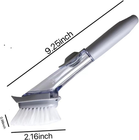 Soap Dispensing Dish Brush.Dishwasher Brush with Soap Dispenser. Long Handled Hydraulic Dishwashing Brush.Kitchen Tool Cleaning Brush, Non Stick O...