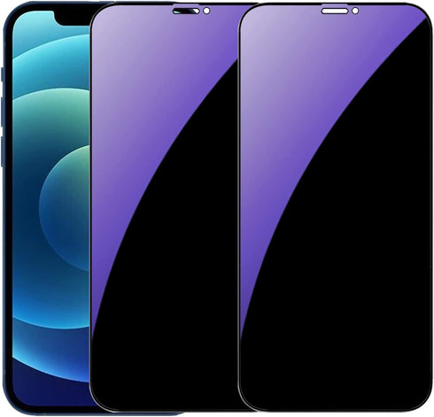 2 Pack Anti-Blue Privacy Tempered Glass Suit for iPhone 12 / iPhone 12 Pro Anti-Spy Screen Protector Anti-Peeping Film 9H Hardness Anti-scratch Fu...