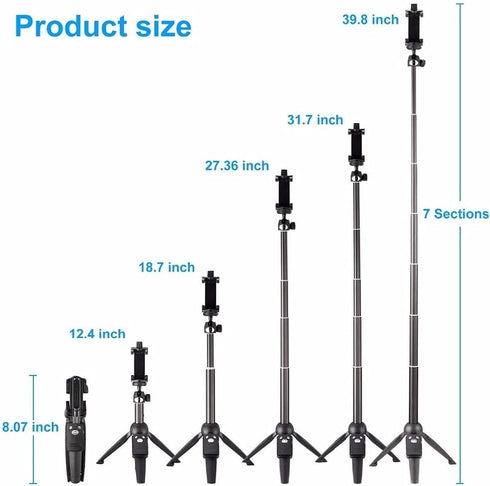 Tripod Monopod Selfie Stick 40 Inch with Wireless Remote Shutter Control Phone Clip Holder?Compatible with iPhone15 14 13 12 11 Pro max Xs X 8 7 P...