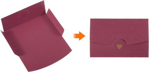 PATIKIL Mini Envelopes, 12 Pack Small Gift Card Holders Retro Gold Heart Business Invitation Envelopes for Wedding Birthday, Purple Red...