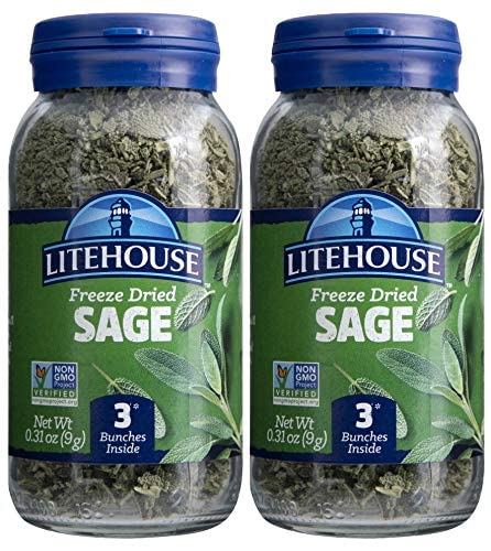 Litehouse Freeze Dried Sage - Substitute for Fresh Sage, Jar Equal to 3 Sage Fresh Bunches, Organic, Sage Seasoning, Non-GMO, Gluten-Free - 0.30 O...