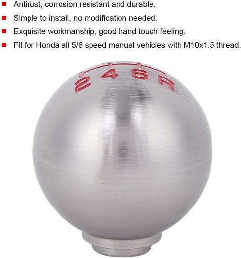 Car Gear Shift Knob Ball Manual Transmission Shifter Car Shift Head M10x1.5 Thread for Honda Civic/City/CRV(6 Speed)...