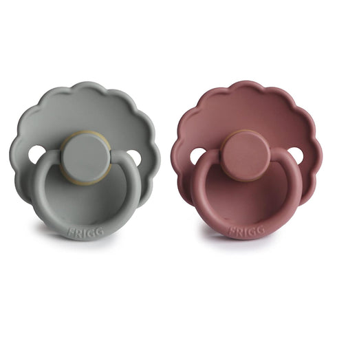 FRIGG Daisy Natural Rubber Baby Pacifier | Made in Denmark | BPA-Free (Woodchuck/French Gray, 0-6 Months) 2-Pack...