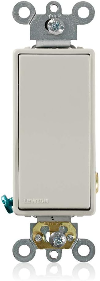 Leviton 5691-2T 15 Amp, 120/277 Volt, Decora Plus Rocker Single-Pole AC Quiet Switch, Commercial Grade, Light Almond,Gray......