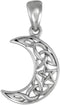 Small Sterling Silver Celtic Knot Crescent Moon Pentacle Pendant...