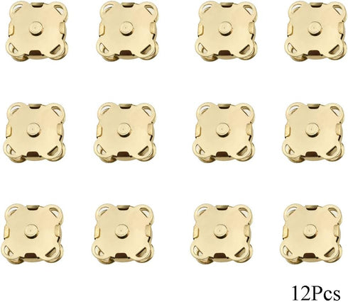Hahiyo 19.1mm Length Magnetic Buttons Close Effortlessly Strong Bond Manageable Apart Easy Glue Sew-On Fastener Snap Clasps Gold 12 Pieces for Clo...