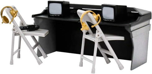 Black & Gray Commentator Table Playset for WWE & AEW Wrestling Action Figures...
