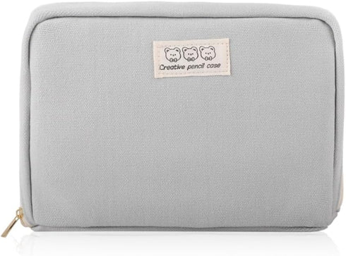iSuperb Pencil Case Large Capacity Pencil Pouch Waterproof Passport Bag Zipper Stationery Storage Cosmetic Makeup Bag Organizers for Women (Gray)....