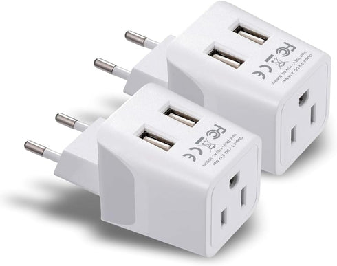 Ceptics European, Egypt Travel Adapter Plug with Dual USB - Type C - Europe - Usa Input - Light Weight - Perfect for Cell Phones, Chargers, Camera...
