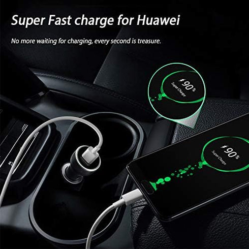 for Huawei Supercharge Car Charger, 9V/2A Car Charger Adapter Quick Fast Charger with USB Type C Super Charging Cable Car Charger for Huawei P40 P...