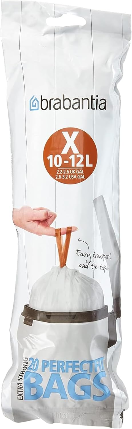 Brabantia Trash Can Liner Code X, 3.2 gallon, White...