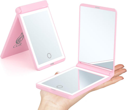 Pocket Mirror, 1X/3X Magnification LED Compact Travel Makeup Mirror with Light for Purse, 2-Sided, Portable, Folding, Handheld, (Rechargeable, 5.1...