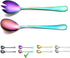 Berglander Rainbow Salad Server Set, Stainless Steel Salad Serving Set with Titanium Colorful Plating, Salad Servers, Salad Spoon, Salad Fork, Pac...