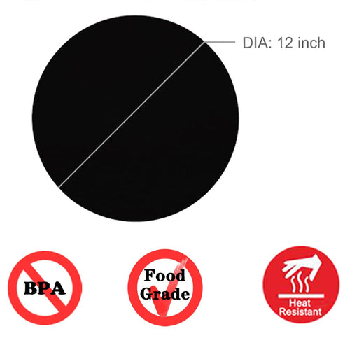 Silicone Microwave Mat 12 Inch, Non Stick Turntable Mat for Kitchen, Multi-Purpose Heat Resistant Oven Mat 2 Pack (Black)...