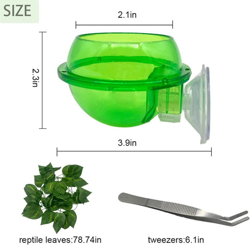 Chameleon Feeding Bowl with Suction Cup,Reptiles Feeder Water Bowls Anti-Escape Worm Live Fodder Translucent Container Ledge Dish Supplies for Liz...