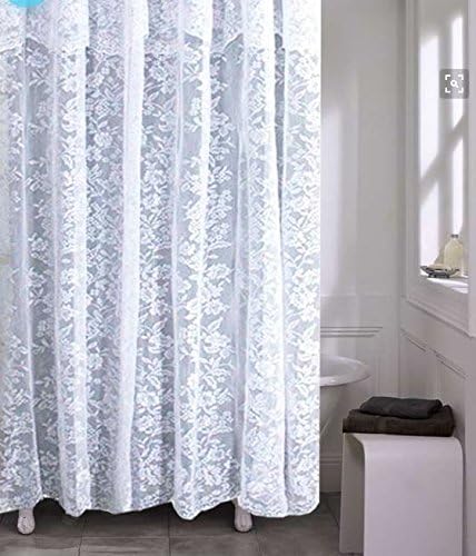 Romance Lace Fabric Shower Curtain with an Attached Valance, 70 X 72 Long...