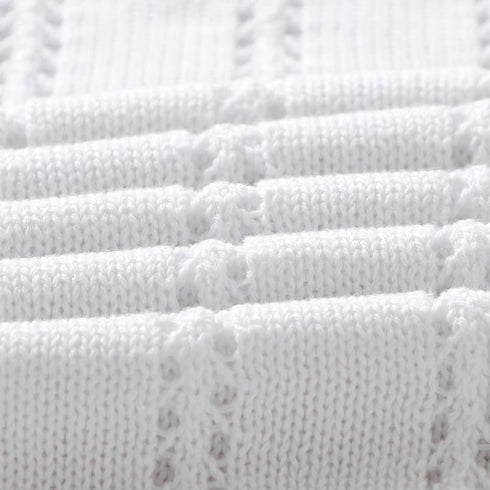 Baby Blanket Cozy Soft Knit Neutral Swaddling Blankets for Boys Girls Newborn Infant Toddler White 30x40 Inches...