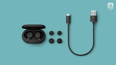 PHILIPS T1207 True Wireless Headphones with Up to 18 Hours Playtime and IPX4 Water Resistance, Black...