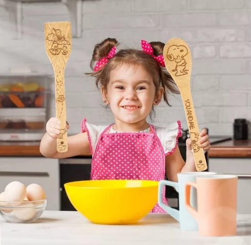 Bejky 6-Pcs Wooden Bamboo Spoons Set - Organic Food Cooking Utensils - Kitchen Accessories and Home Decor - Cookware Gifts for Women - Nonstick Ea...