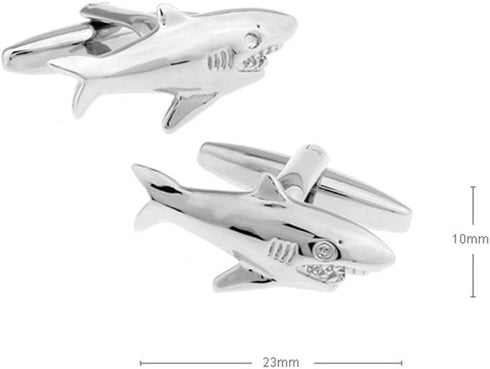 Silver Shark Great White Beach Lifeguard Cufflinks Wedding Groom Cuff Links...
