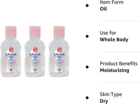 Johnson's Baby Massage Oil, 50 ml / 1.7 FL Oz - 3 Pack...