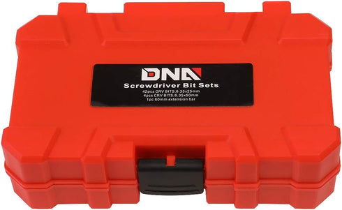 DNA Motoring TOOLS-00080 47 Piece CRV Magnetic Bit Holder & Set, 60mm Extension Bar Bit Set with Durable Case, 1 Kit, Red...