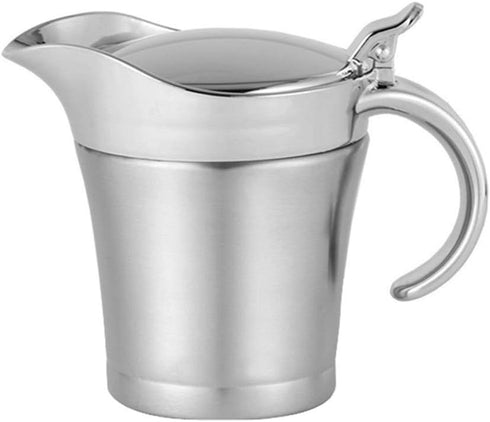 Double Insulated Gravy Boat - Stainless Steel Sauce Jug with Hinged Lid Hinged Lid Ideal for Gravy or Cream at Thanksgiving (750ML/26 OZ)...