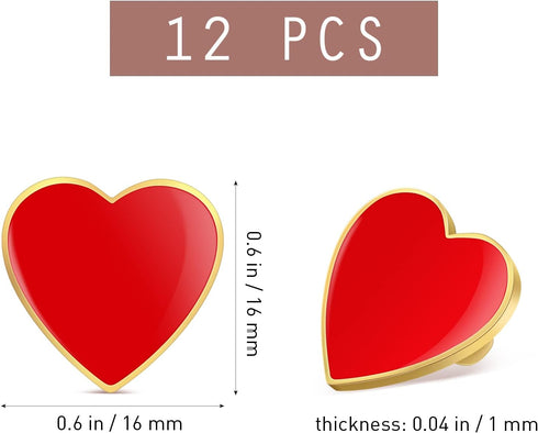Amosfun 12pcs Heart Pins Heart Lapel Pins Bulk Enamel Nurse Brooch Pins Valentines Day Wedding Party Costume Accessory...
