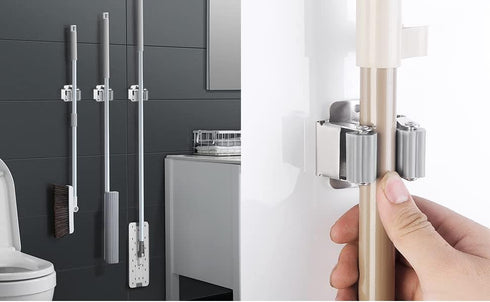 3PCS Broom and Mop Holder, Heavy Duty Garden Tool Organizer Rack Rake and Shovel Handle, Stainless Steel Mop Hanger. Wall Mounted Utility Rack wit...