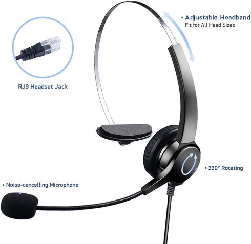 Call Center Telephone with Noise Cancellation Headset (HT500)...