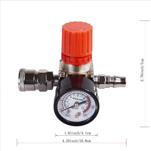 Air Compressor Pressure Regulator with Dial Indicator, 0-175 PSI Air Gauge for Air Compressor and Air Tools (four-way valve)...