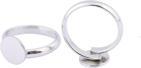 20pcs Stainless Steel 10mm Circle Pad Ring Bezel Blanks DIY Adjustable Fingerring Base Settings for Jewelry Making (Plain Steel)...