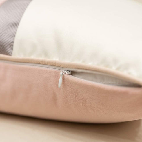 Avigers 12 x 20 Inches Pink White Gold Leather Striped Patchwork Velvet Cushion Case Luxury Modern Throw Pillow Cover Decorative Pillow for Couch ...